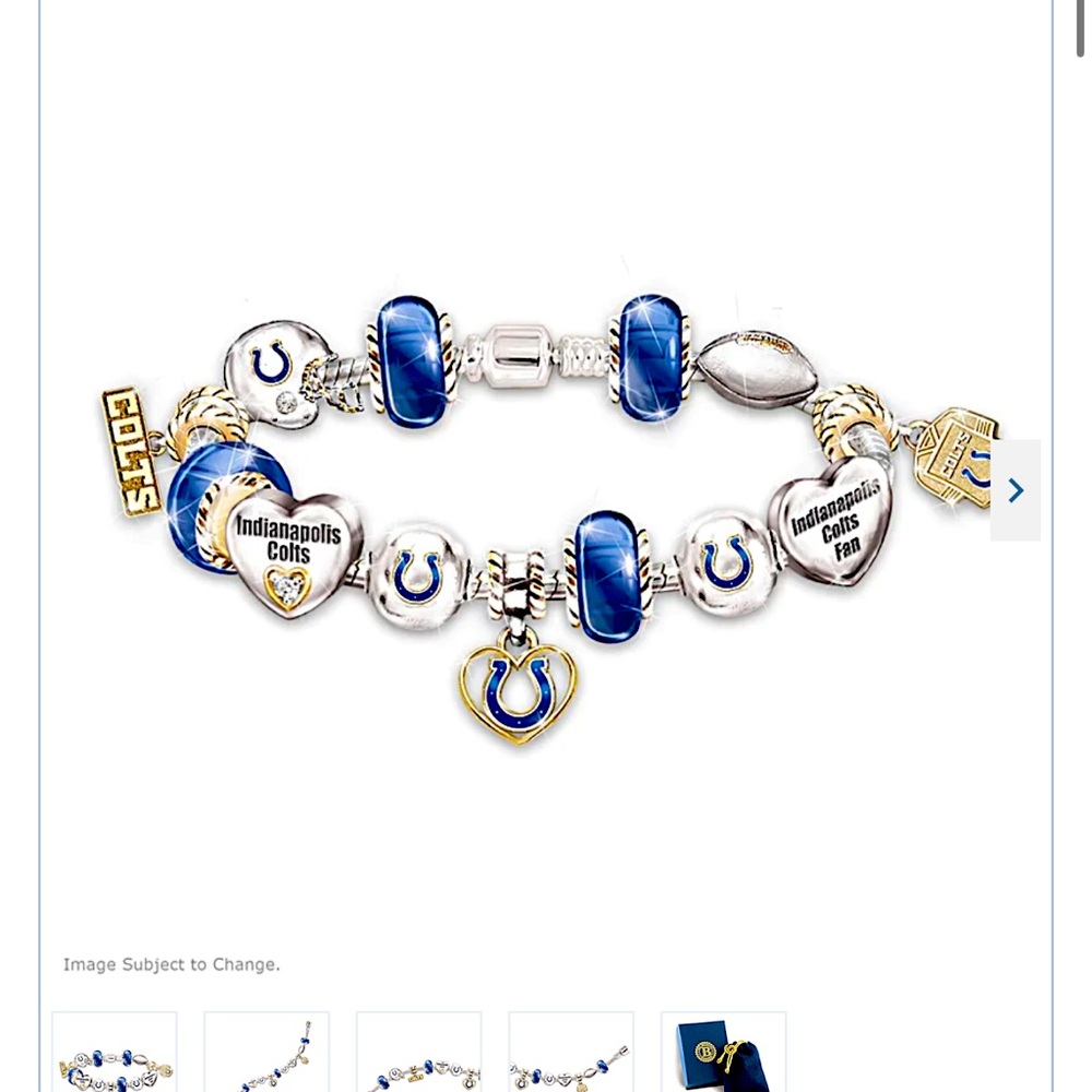 Bradford Exchange NFL Charm Bracelet Indianapolis Colts sz 7.5
